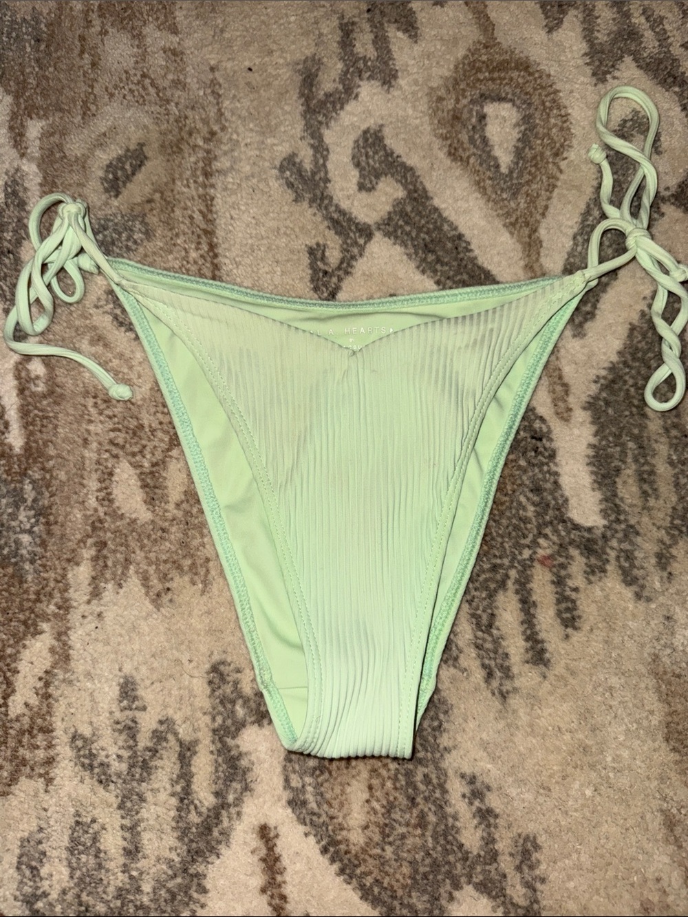 Mint Ribbed Tie-Side Bikini Bottom M